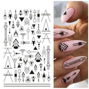 Art Schmuck Wasser Sticker Transfers Tribal Schmucksteine Halskette Spitze Schwarz Geo Azteken Muster Tribe Pfeile Geometrisch (WG427)