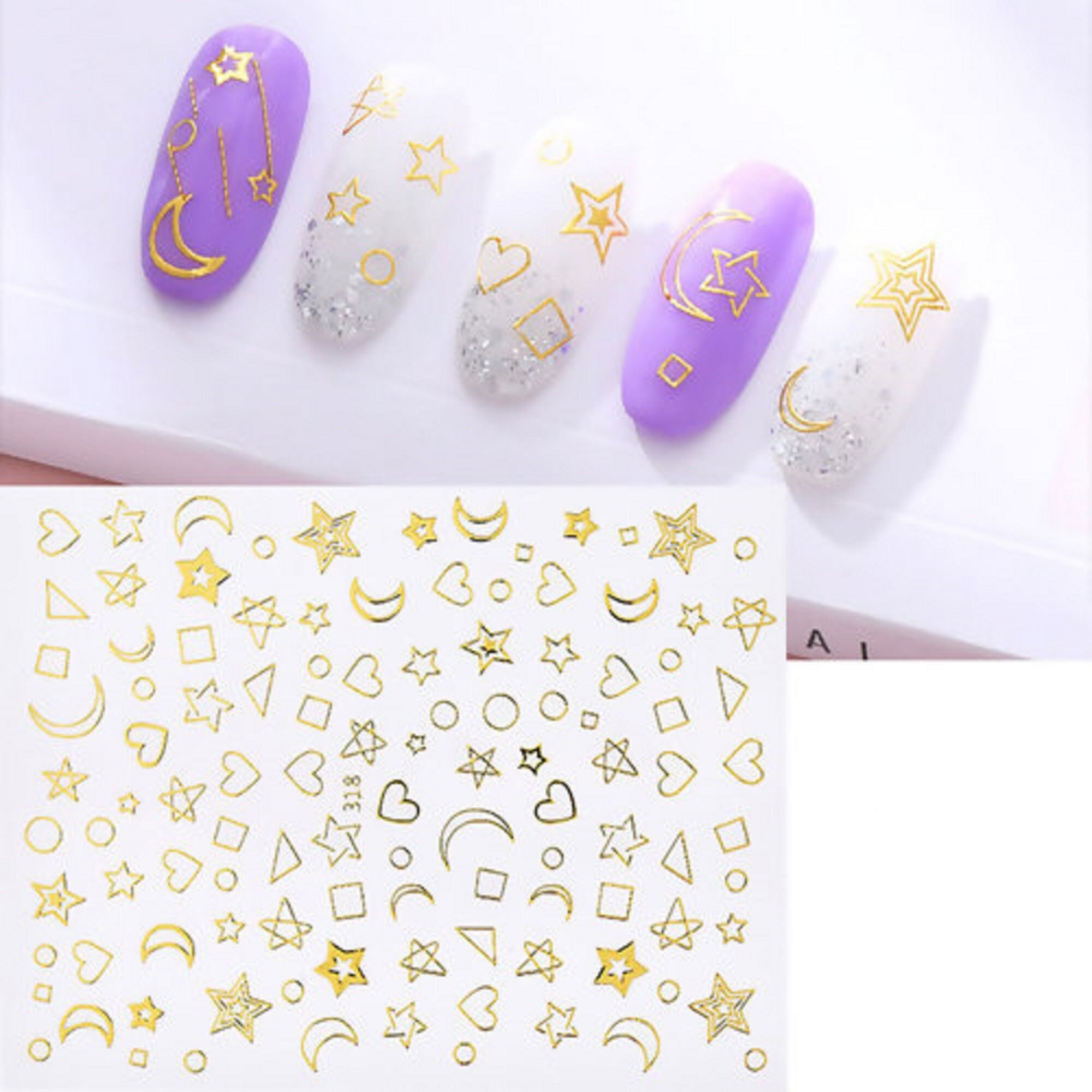 Nail Art Water Decals Stickers Gold Sun and Moon Stars Zodic - Etsy