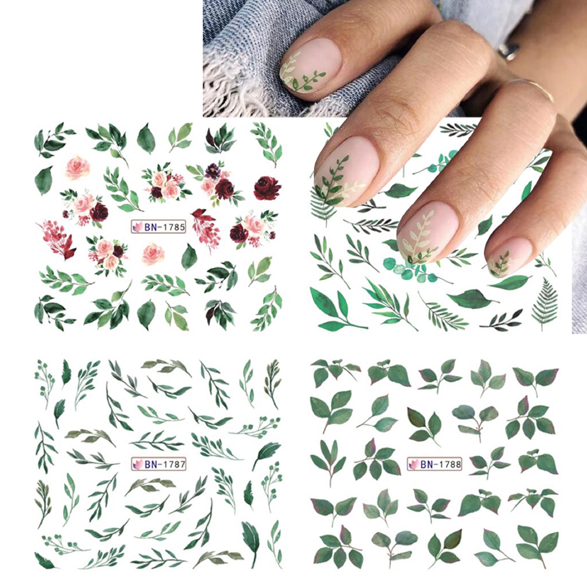 Nail Art Water Decals Stickers Transfers Spring Summer Green - Etsy UK