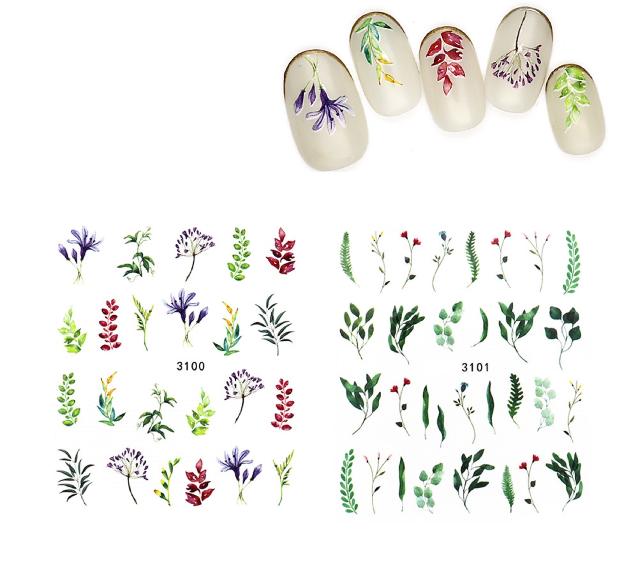 Nail Art Water Decals Stickers Transfers Spring Summer Flowers - Etsy UK