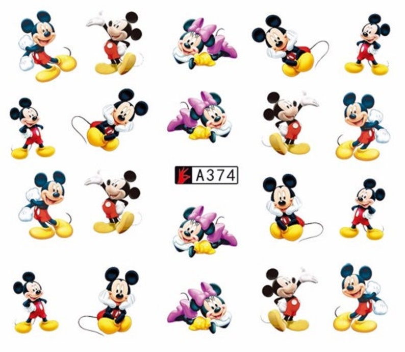 Nail Art Water Decals Stickers Transfers Disney Mickey Mouse Etsy