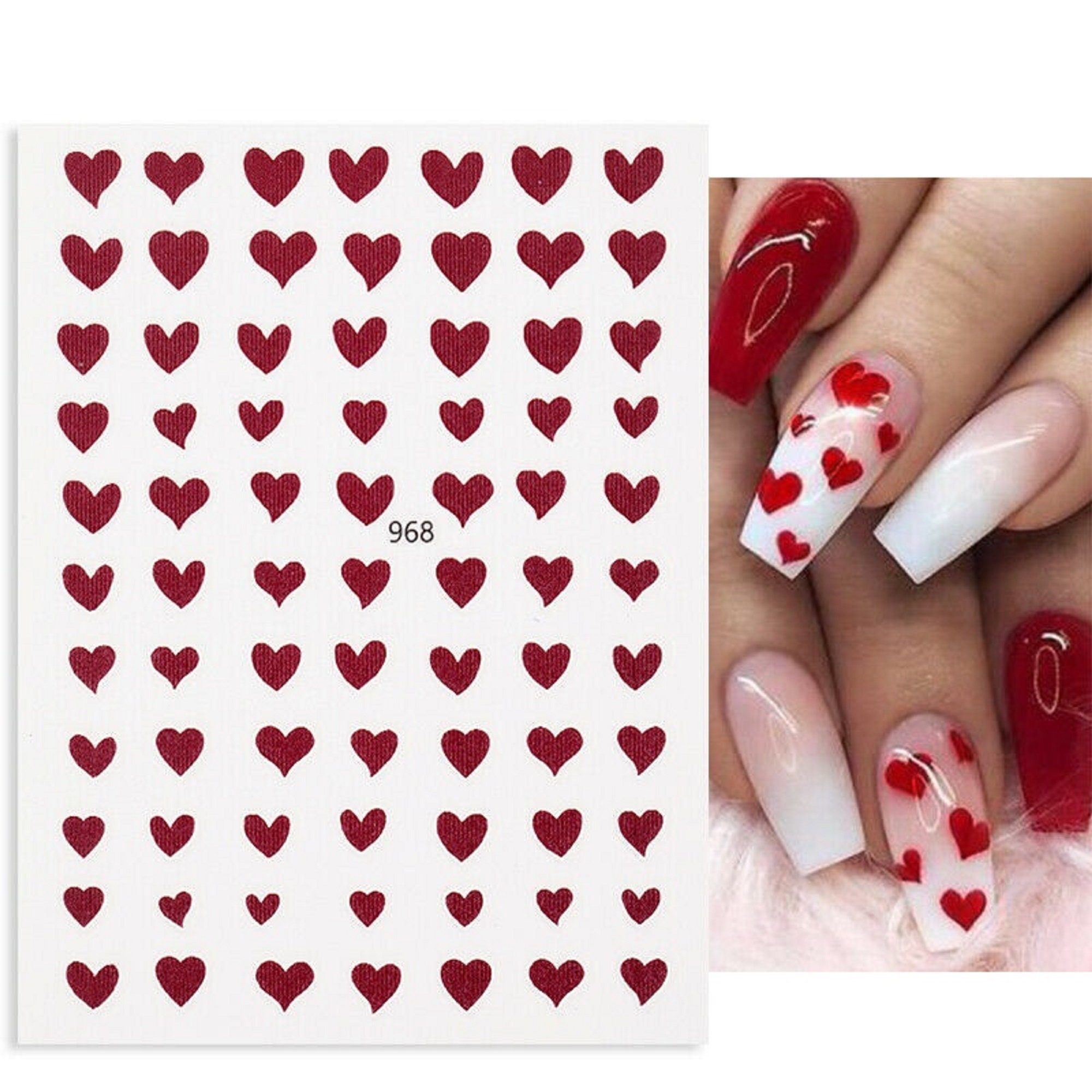 Nail Art Water Decals Stickers Transfers Valentines Day Red | Etsy UK