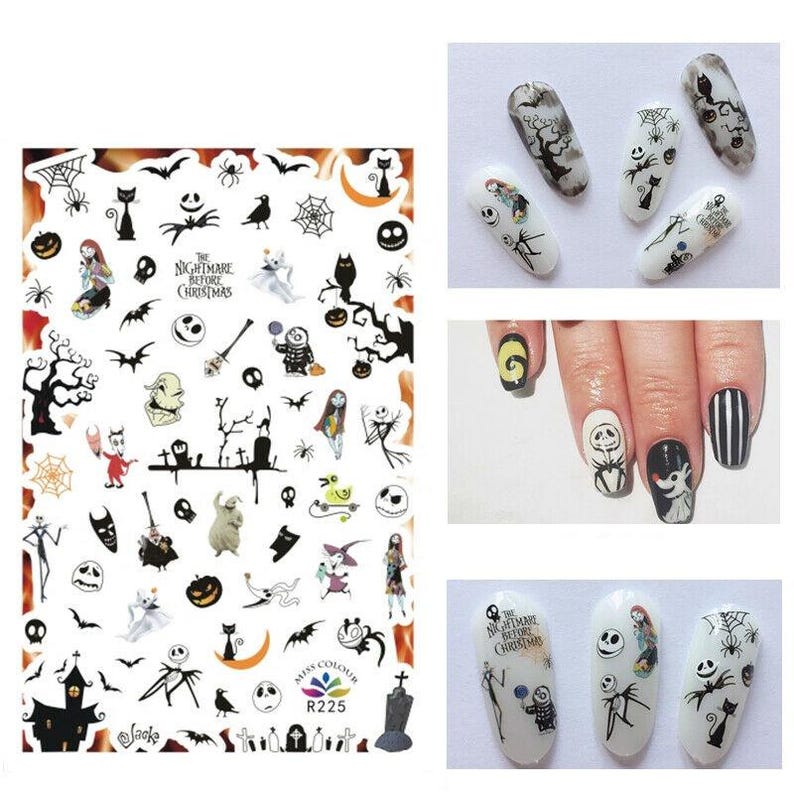Nail Art Stickers Halloween Ghosts Pumpkins Spiders Spider Web Witch nail-art-stickers-halloween-ghosts-pumpkins-spiders-spider-web-witch