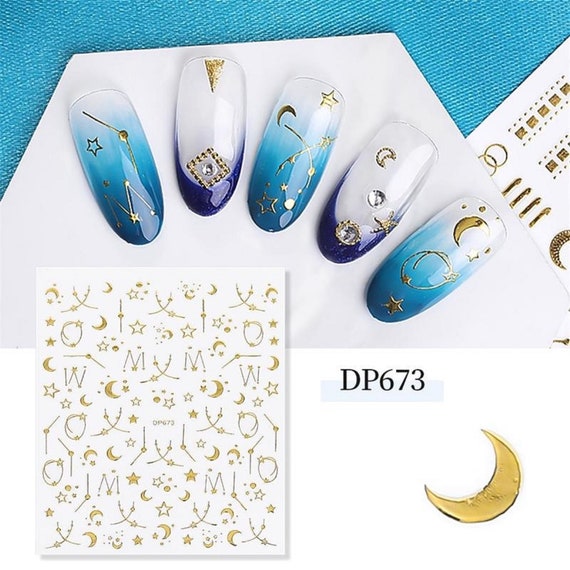 Nail Art Water Decals Stickers Gold Sun and Moon Stars Zodiac - Etsy UK