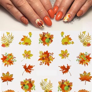 Nail Art Water Decals Transfers Winter Fall Autumn Maple Leaf Leaves Fern (3162)