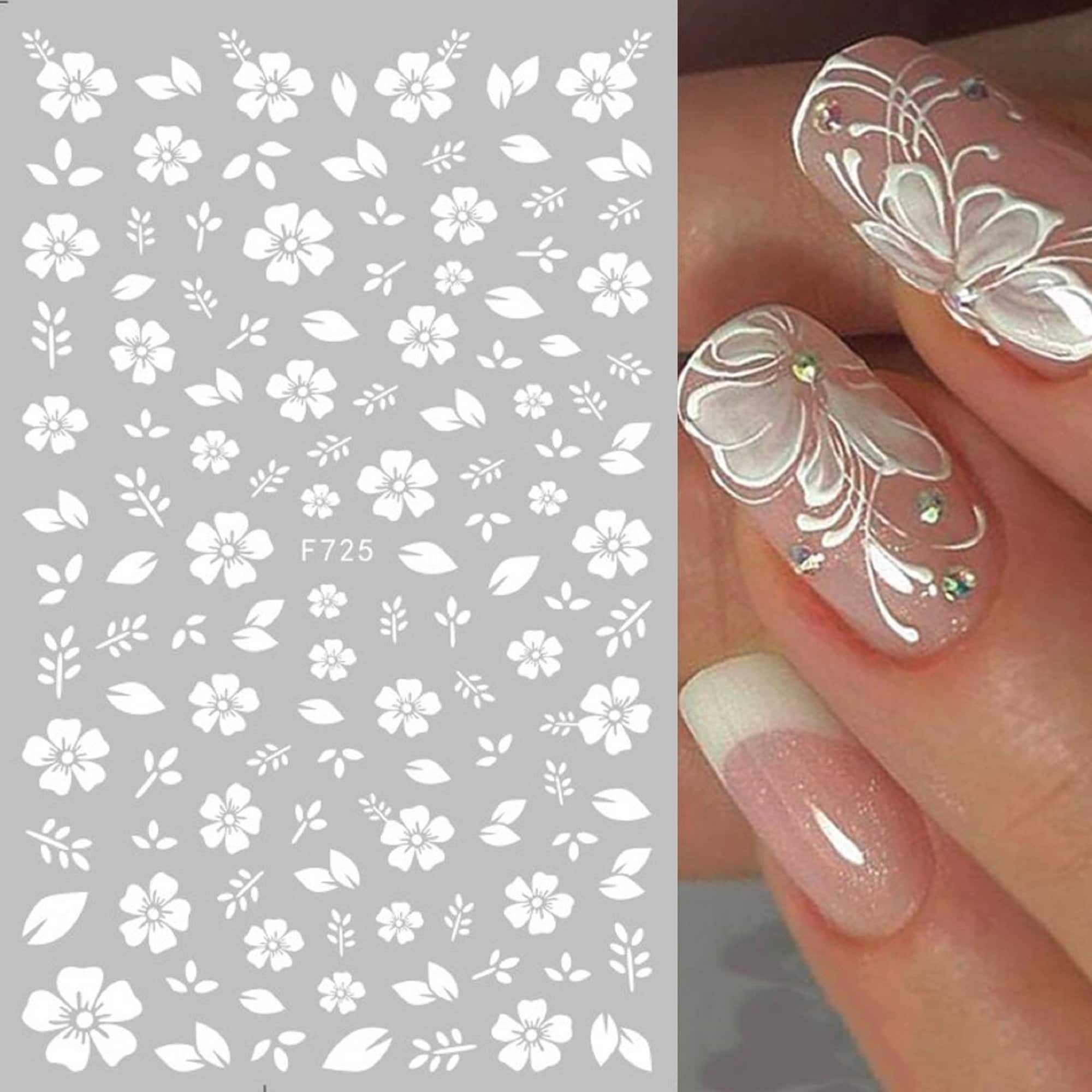 Nail Art Water Decals Stickers Transfers Spring Summer White Etsy UK