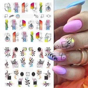 2 Sheets Nail Art Water Decals Transfers Spring Summer Flowers Floral Fern Leaf (2158 2160)