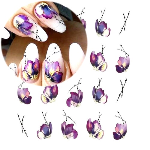 Spring Summer Floral Nail Art Water Decals – Transfers / Stickers – Multi (3239)