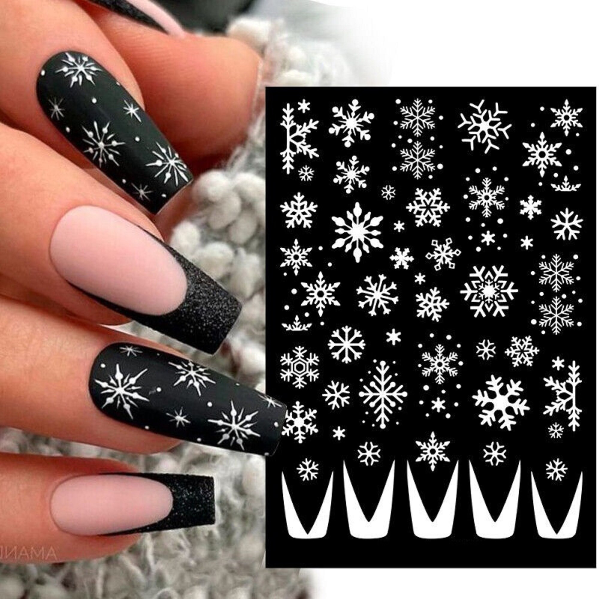 1pcs Nail Art Airbrush Stencils Self-adhesive Decal Reusable Nail