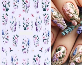 Adesivos para unhas com flores silvestres da primavera e do verão (CS214)