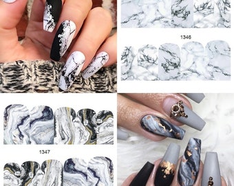 Nail Art Water Decals Stickers Transfers Decoration Marble Effect Marble Runs Swirls Ripples