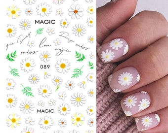 Nail Art Stickers Transfers Spring Summer Flowers Floral Daisy Daisies (EB089)