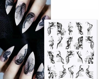 Nail Art Water Decals Stickers Transfers Decoration Marble Effect Marble Runs Swirls Ripples (x144)