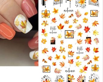 Nail Art Stickers Decals Transfer Winter Autumn Fall Flowers Floral Leaf Leaves Fern Thanksgiving (782)