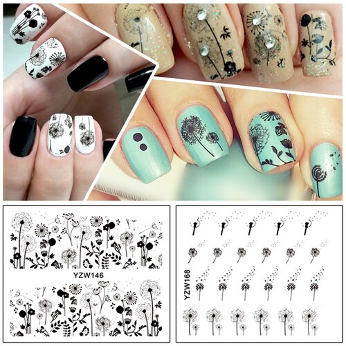 Nail Art Water Decals Stickers Wraps Dandelion Flowers Etsy