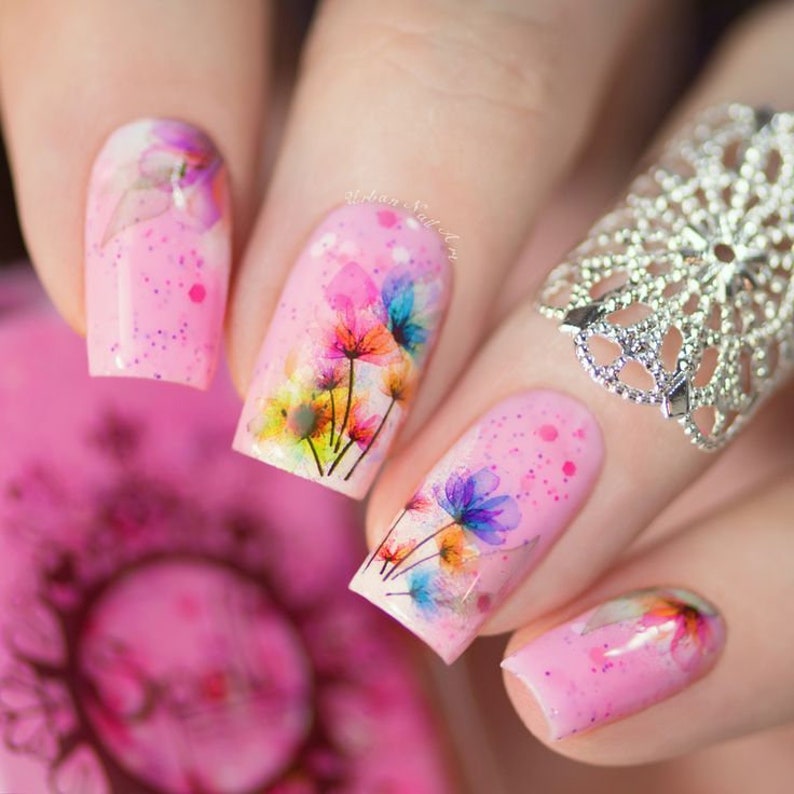 Nail Art Water Decals Wraps Transfers Water Effect Flowers Etsy UK
