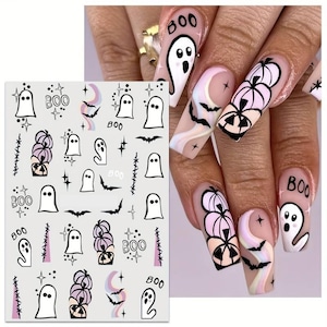 Nail Art Stickers Decals Halloween Pumpkins Ghosts Boo Hoo Bats Stitches (PM232)