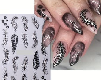 Nail Art Aufkleber Halloween Spooky Spitze Ketten Bones Goth Gothic (CS151)