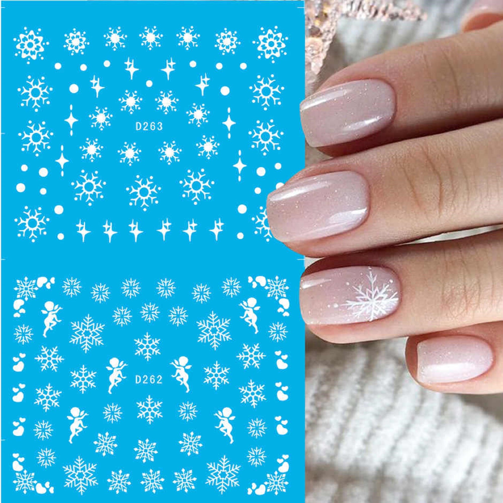 Nail Art Water Decals Stickers Christmas White Snowflakes - Etsy UK