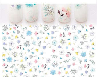 Nail Art Water Decals Stickers Transfers Spring Summer Pretty Floral Flowers Tulips Petals Leaf Daisy (450)