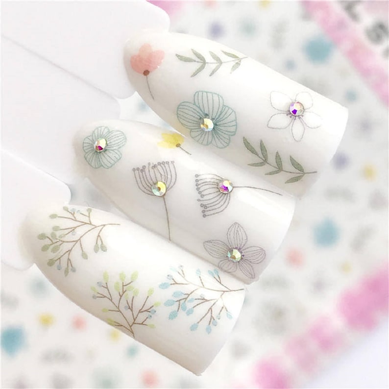 Nail Art Water Decals Stickers Transfers Spring Summer Pretty Etsy