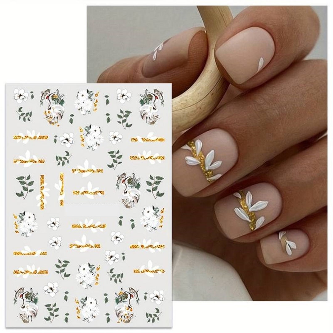 thumbnail interactive-video image 1 of Blossom Nail Art Stickers – Spring Flowers, Fern, Hummingbird Floral Decals (F850), Multicolored, Matte Finish, 3D Effect 1 of 4