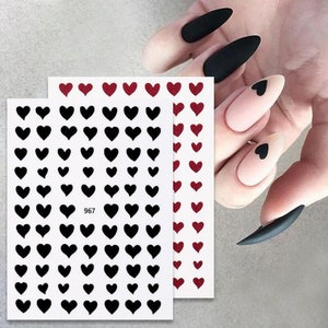 Nail Art Water Decals Stickers Transfers Valentines Day Red Black White Rose Gold Metallic Silver Metallic Gold love Hearts Heart