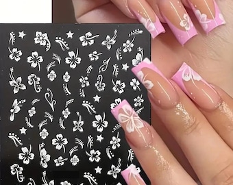 Nail Art  Stickers Transfers Spring Summer Flowers Floral Fern Leaf Petals (BTES51)