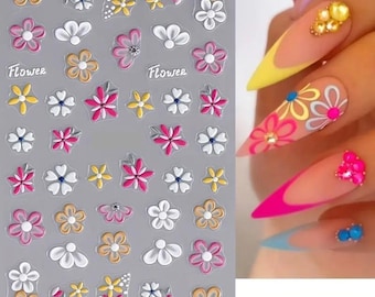 Nail Art Sticker Transfers Frühling Sommer Blumen Floral Gänseblümchen (SW028)