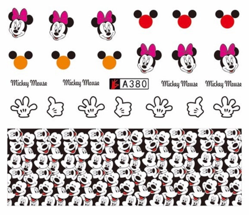 Nail Art Water Decals Stickers Transfers Disney Mickey Mouse Etsy