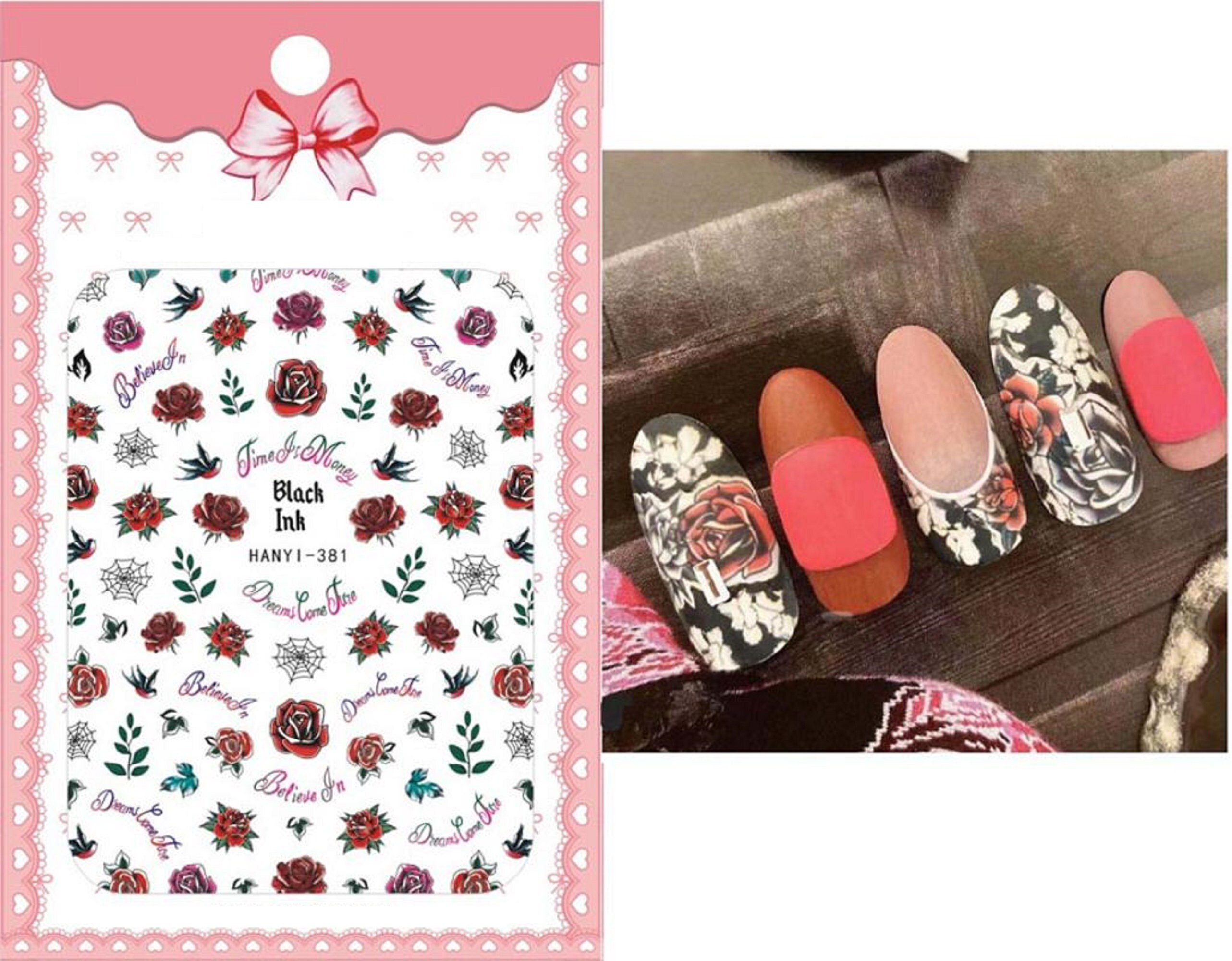 Nail Art Stickers Decals Transfers Gothic Goth Black Ink Guns Etsy