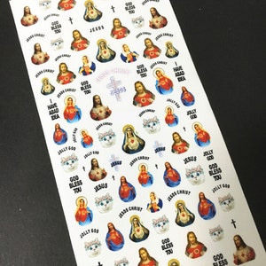 Nail Art Water Decals Stickers Transfers Easter Christmas Jesus and Mary Cross God Bless You (Y517)