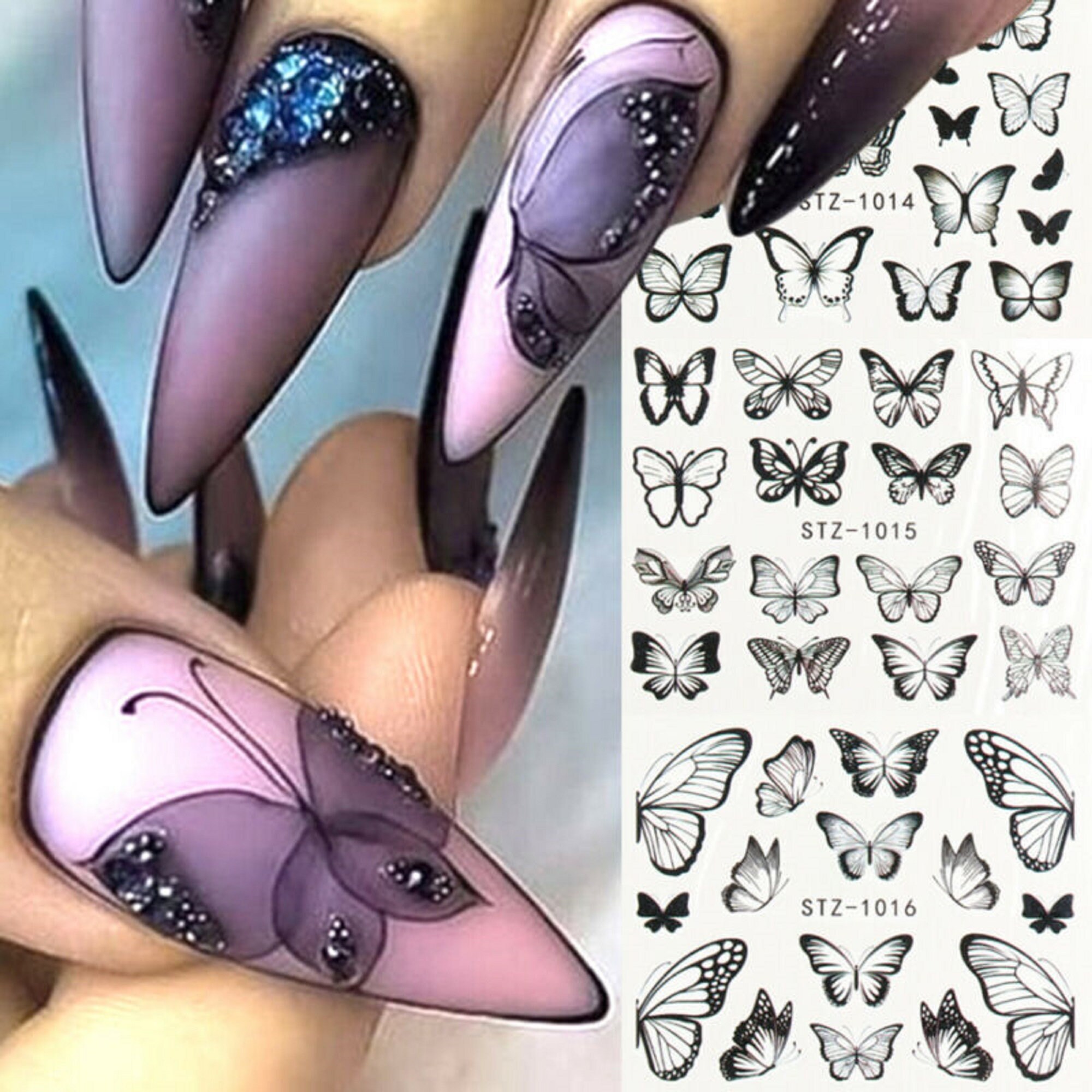 Nail Art Water Decals Stickers Transfers Large Black - Etsy UK Nail Art Water Decals Stickers Transfers Large Black - Etsy UK