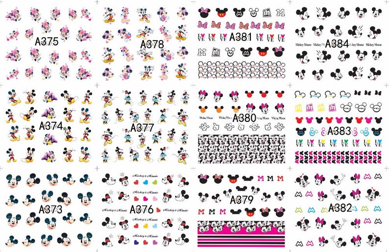 Nail Art Water Decals Stickers Transfers Disney Mickey Mouse Etsy
