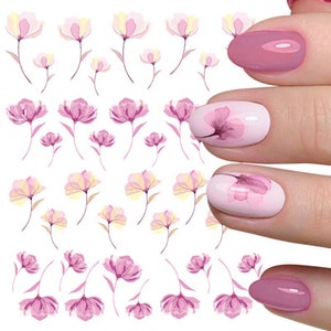 Nail Art Water Decals Stickers Transfers Spring Summer Flowers Floral Fern Leaf Petals (DP1412)