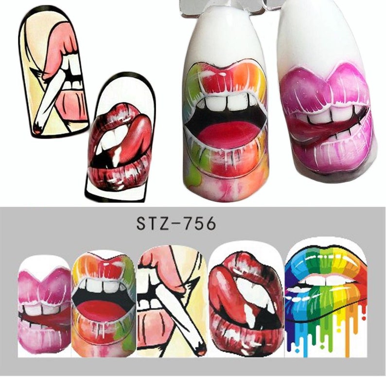 Full Wrap Water Transfers Nail Art Stickers Decals Summer Etsy