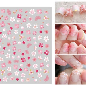 Nail Art Water Decals Stickers Transfers Spring Summer Pink White Flowers Floral Tulips Lotus Petals Hearts (194)