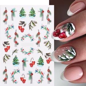 Nail Art Stickers Decals Christmas Tree Mistletoe Berries Holly Mittens  (LSJ17)