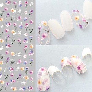 Nail Art Water Decals Stickers Transfers Spring Summer Water Effect Pretty in Pink Purple Blue Flowers Floral Tulips (501)