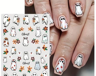 Nail Art Sticker Decals Halloween Gespenster Farn Blatt Sonnenblumen Blumen Gothic Goth (PM231)