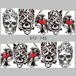 Nail Art Stickers Nail Water Decals Transfers Wraps Halloween Gothic Skull Goth image 3