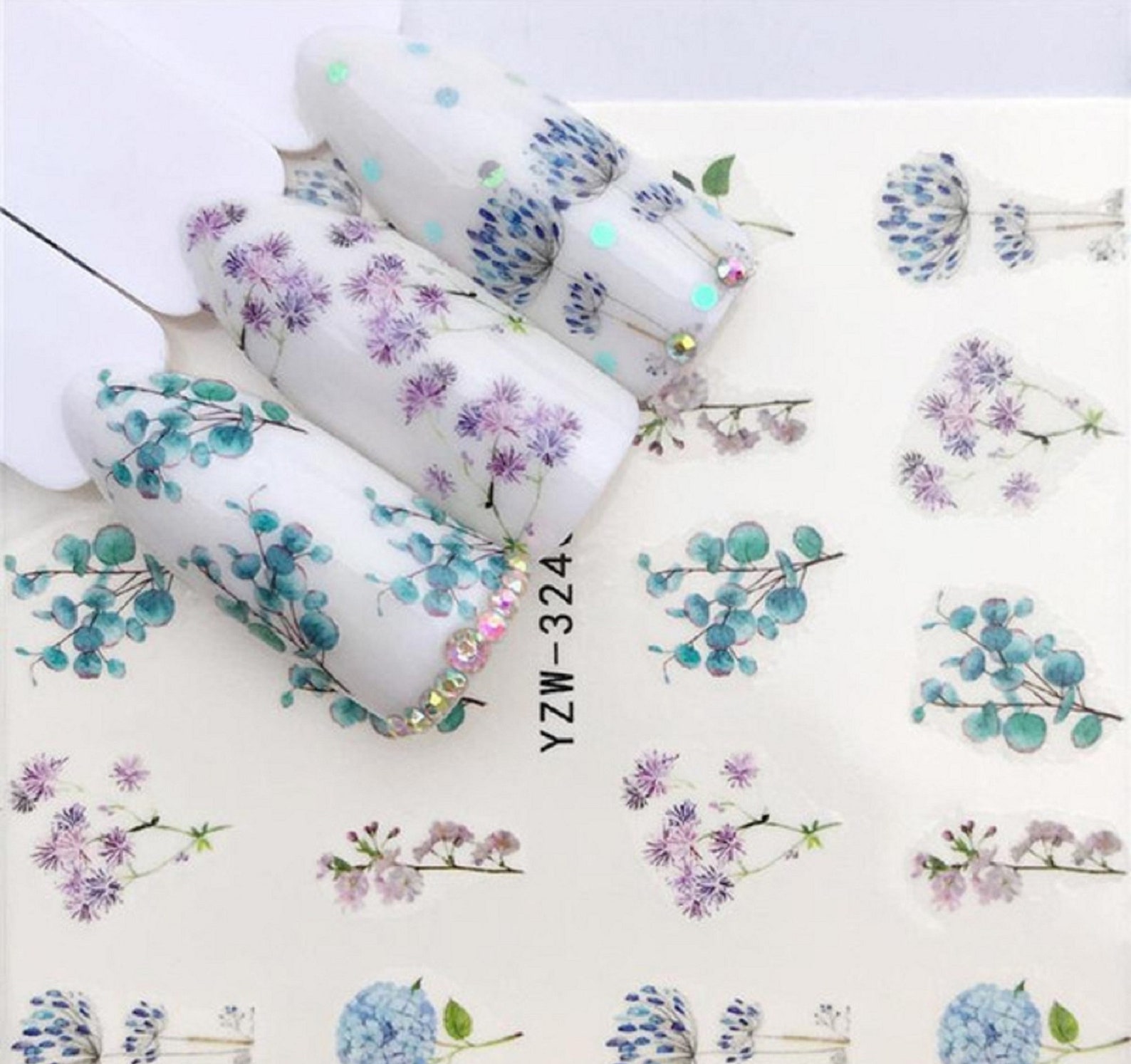 Nail Art Water Decals Stickers Transfers Spring Summer Blue - Etsy UK