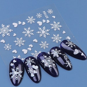 Stickers Nail Art Noël - Flocons Et Rennes Blancs - Autocollants Pour Ongles - Neuf
