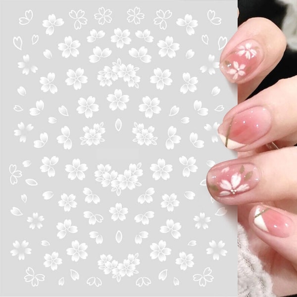 Nail Art Water Decals Stickers Transfers Spring Summer Flowers Floral Daisy Daisies Cherry Blossom (JO1863)