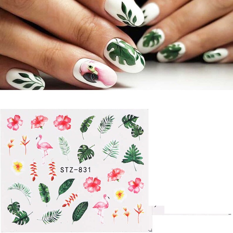 Nail Art Water Decals Stickers Transfers Spring Summer Green Etsy