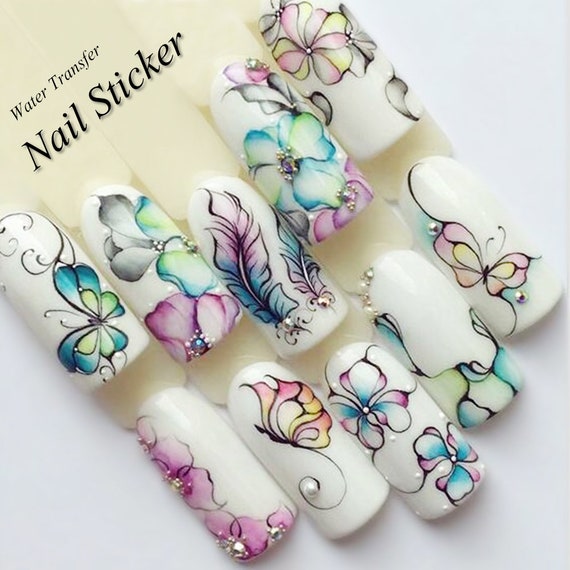 Nail Art Water Decals Stickers Transfers Spring Summer Watercolor Pastel  Flowers Leaf Fern Floral Petals X059 - Etsy