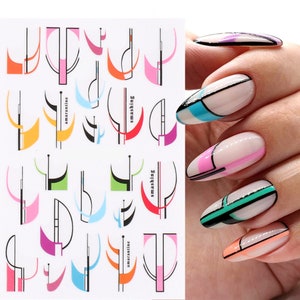 Nail Art Stickers Transfers Decals Wavy Swirls Abstract Lines Dots Lace Geometric (CS117)