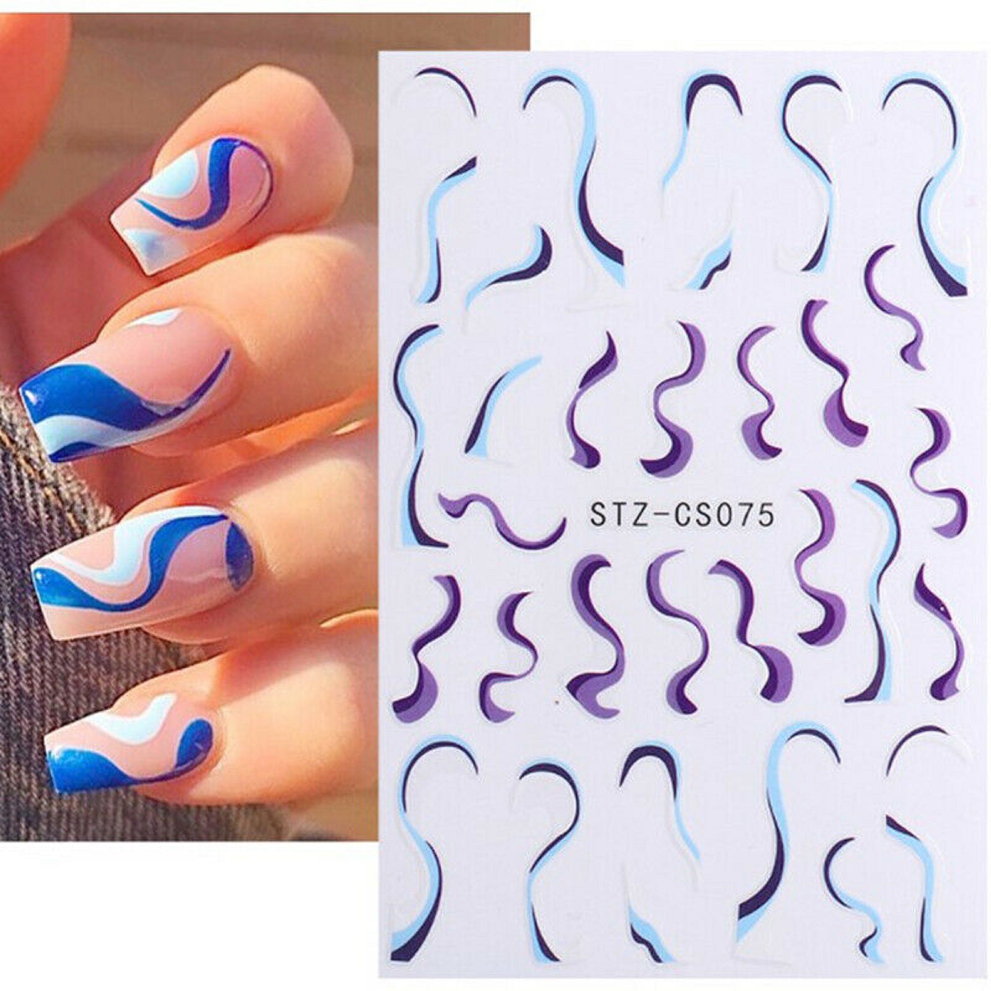 Nail Art Stickers Transfers Decals Neon Hot Pink White Purple - Etsy