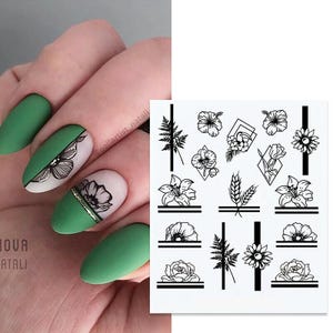 Nail Art Water Decals Transfers Flowers Floral Fern (X15)