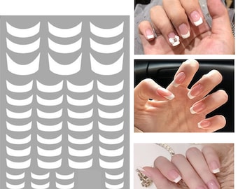 Nail Art Stickers Decals Transfers White French Nail Tips Stencils Lace Manicure Lines (R351)